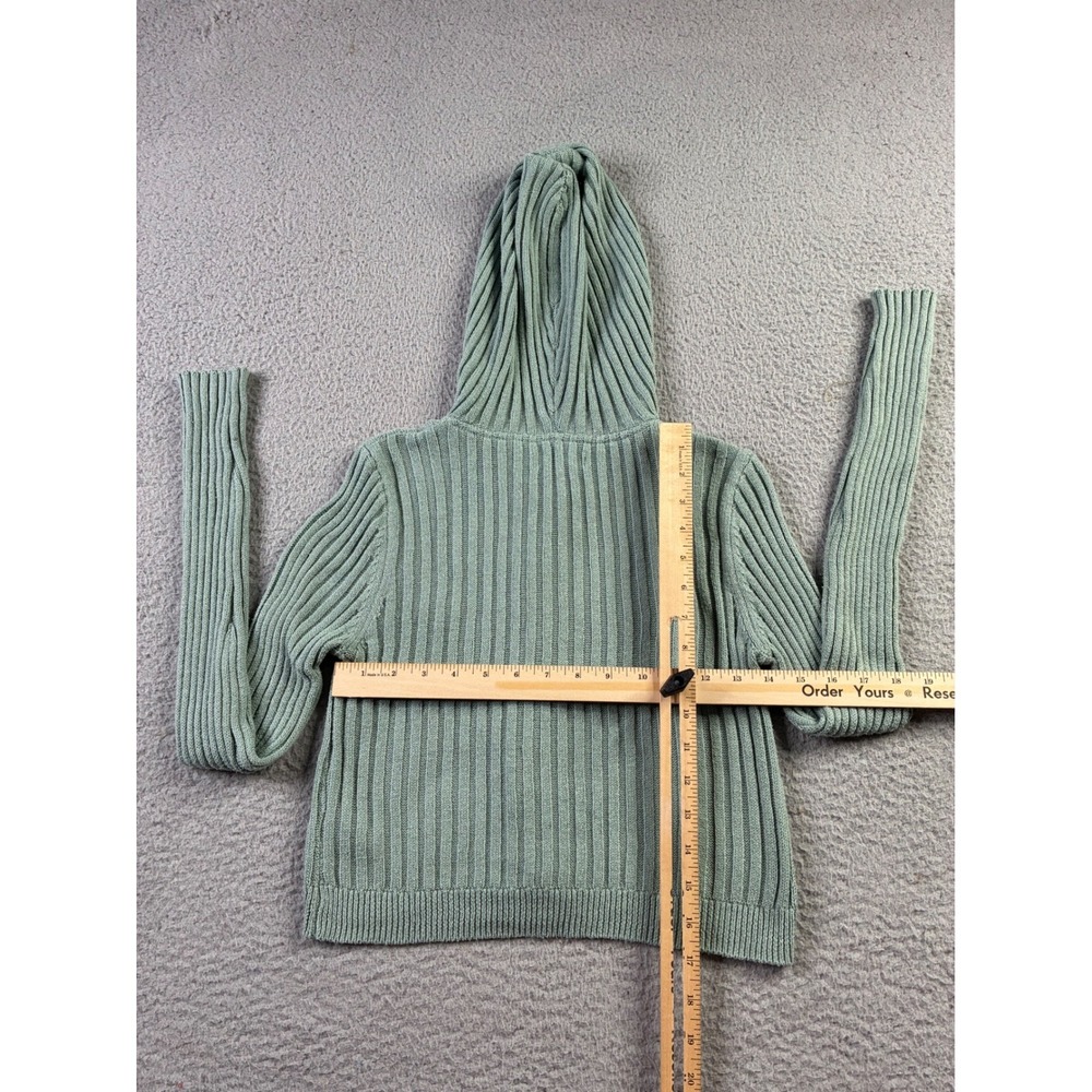 Aeropostale Ribbed Knit Babydoll Zip Up Hoodie Y2K Bella Swan Coquette Womens M - Picture 6 of 9
